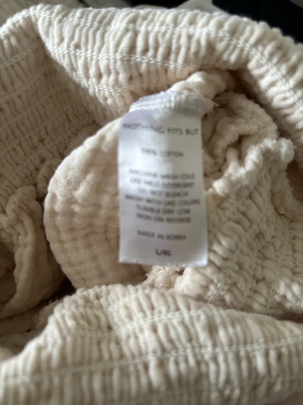 NWT Nothing Fits But Women's LUXE RUFFLED MUSLIN SET in Eggshell